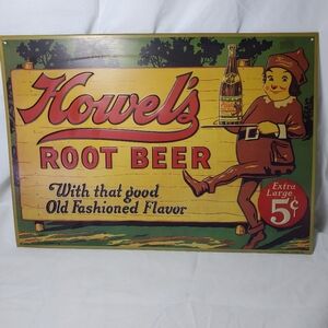 Howel's Root Beer Vintage Retro Embossed Metal Sign Extra Large 5 Cents